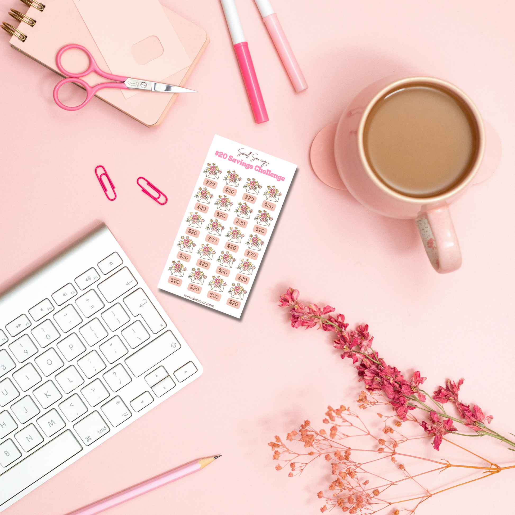 $20 Savings Challenge Weekly Bi Weekly Monthly