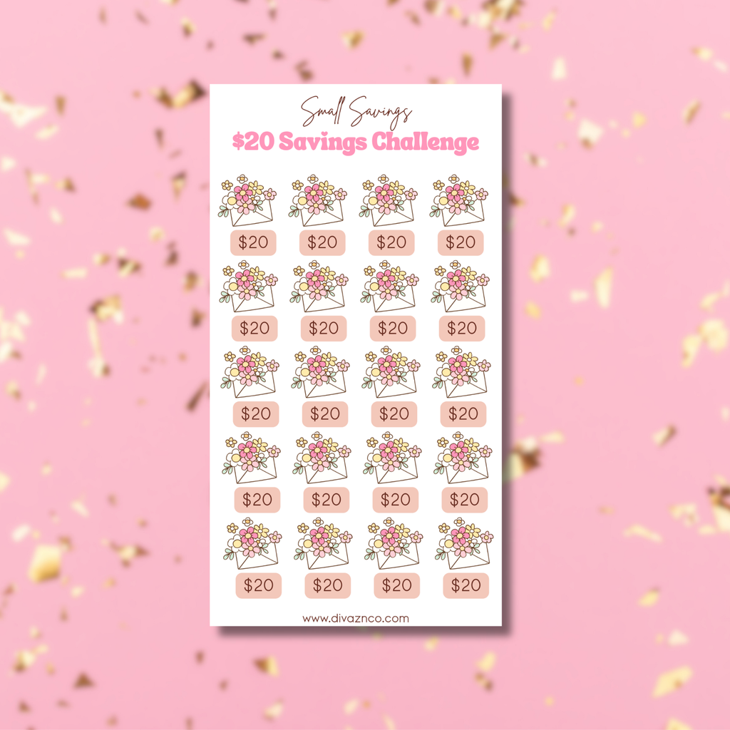 $20 Savings Challenge Weekly Bi Weekly Monthly