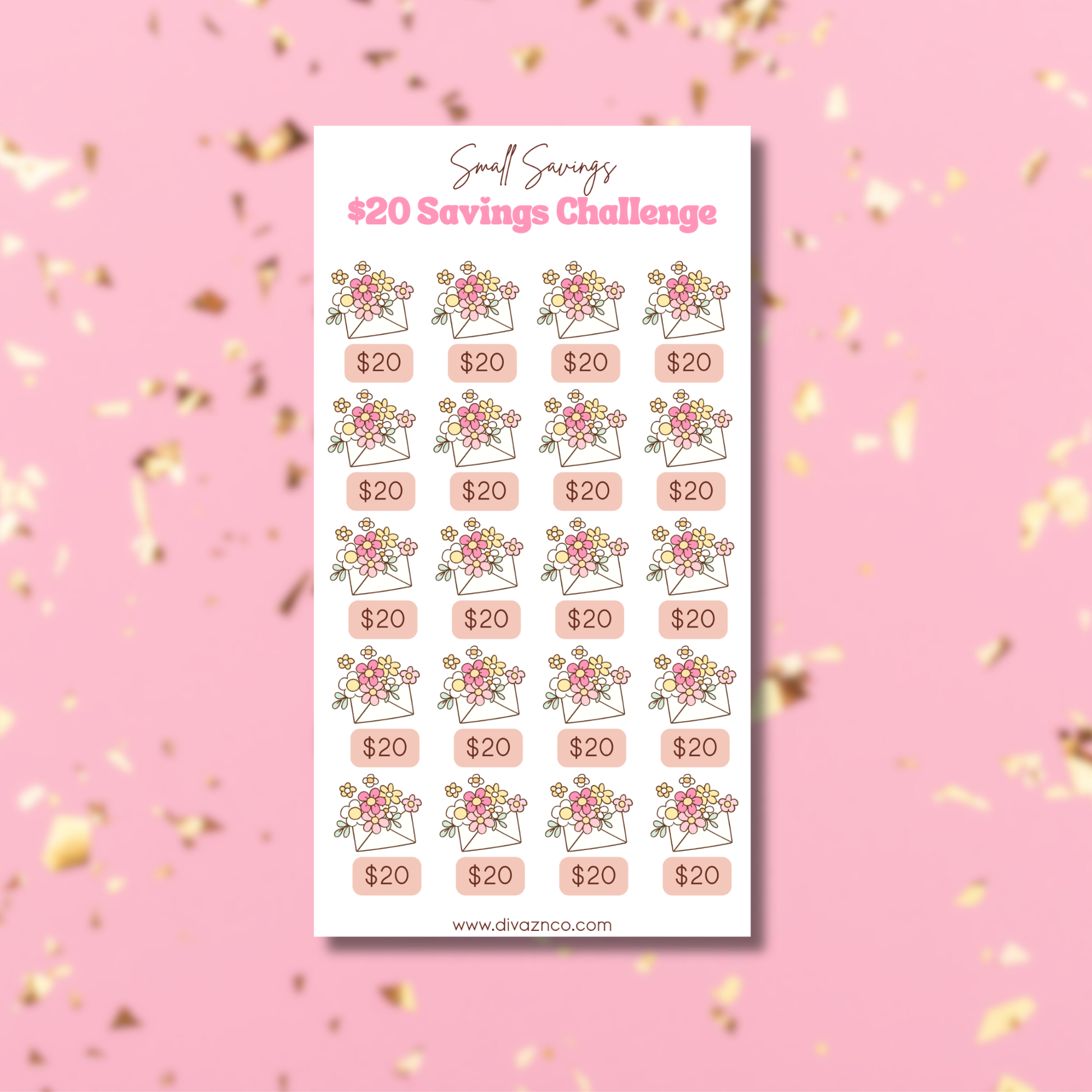 $20 Savings Challenge Weekly Bi Weekly Monthly