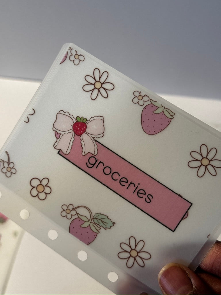 Customizable A7 Matte Strawberry Daisy Laminate Cash Envelope