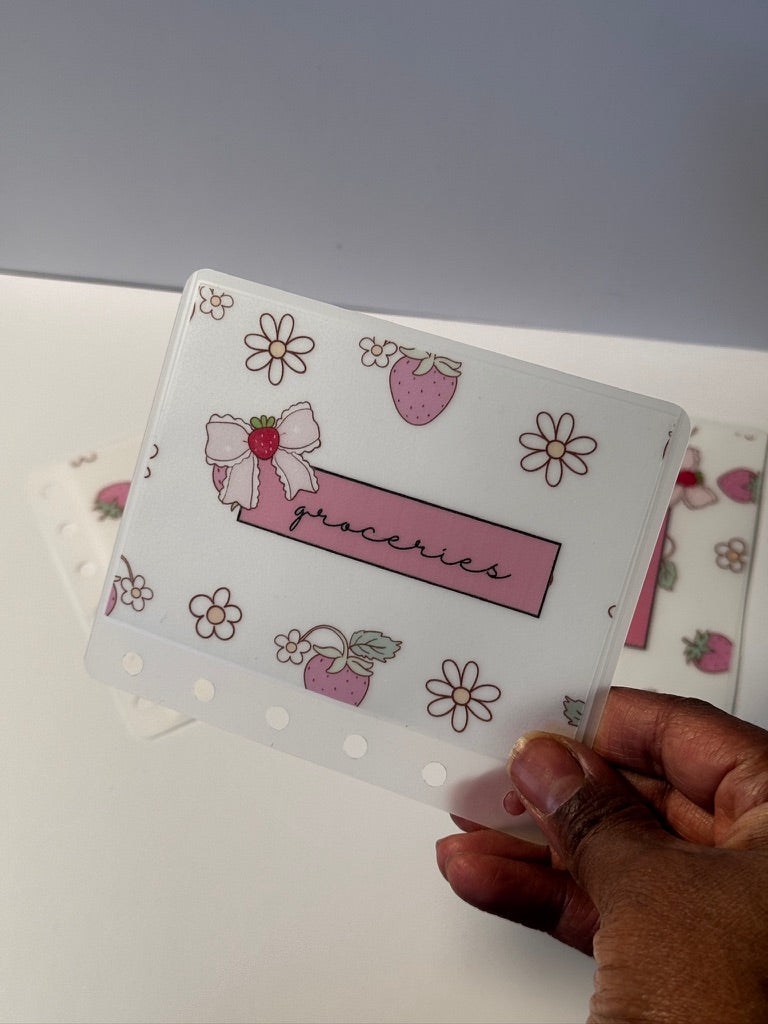 Customizable A7 Matte Strawberry Daisy Laminate Cash Envelope