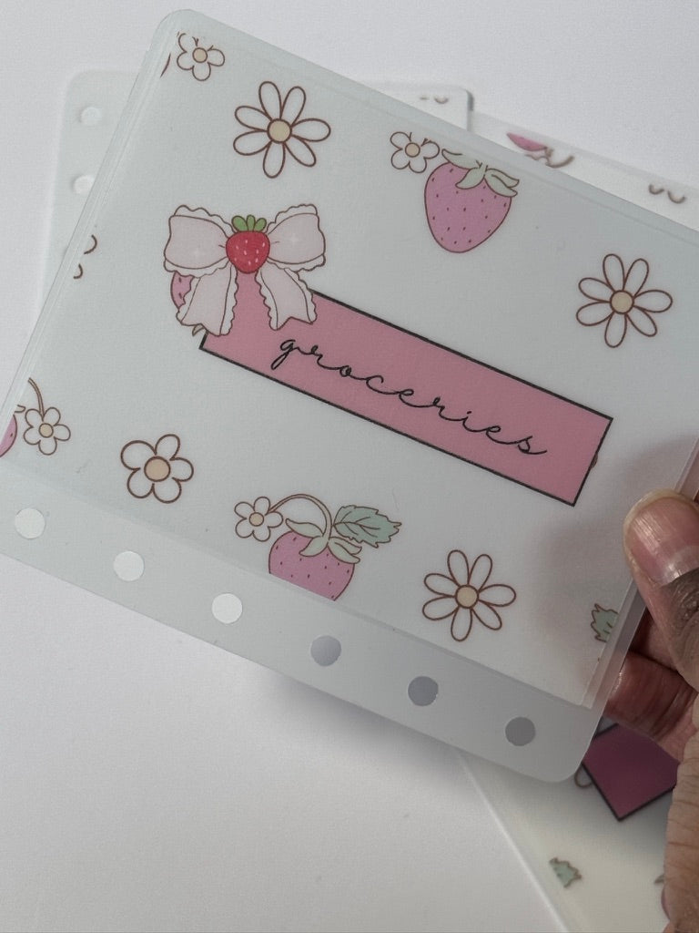 Customizable A7 Matte Strawberry Daisy Laminate Cash Envelope
